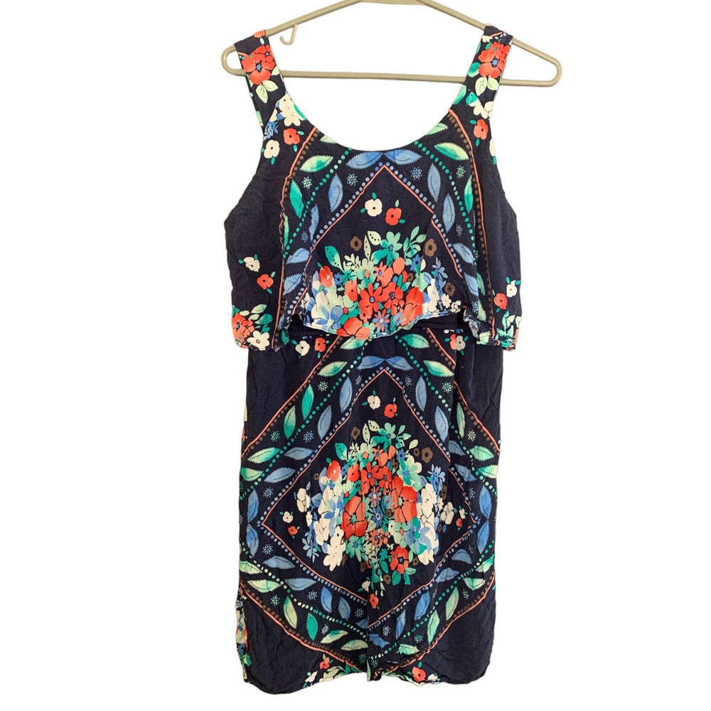 Cato Girls Navy Blue Floral Sleeveless Dress - Pre-owned